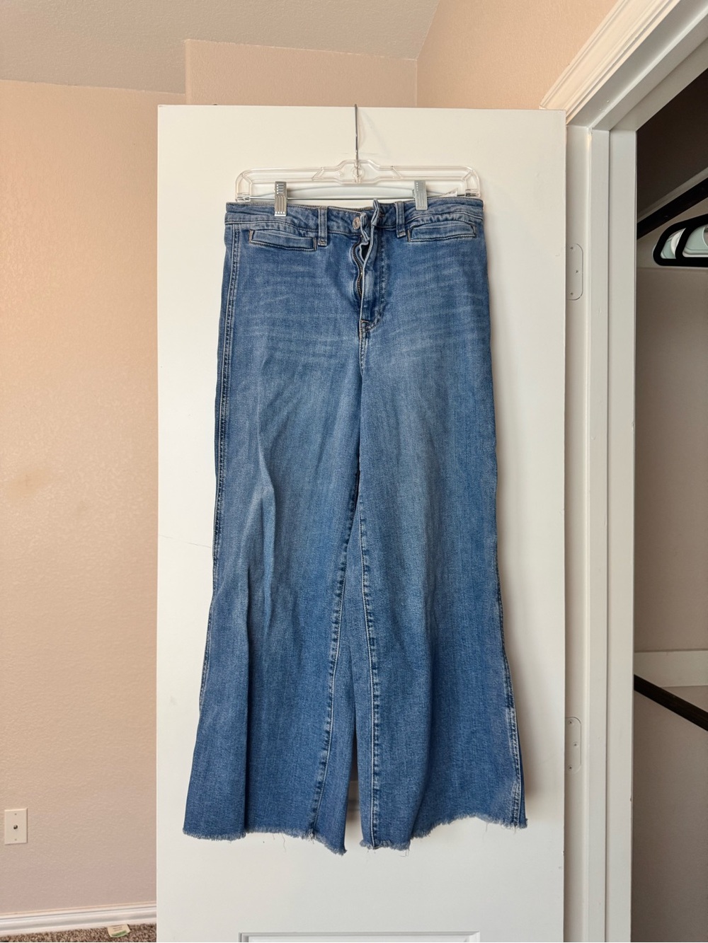 H&M Blue Cropped Wide-Leg Denim Jeans